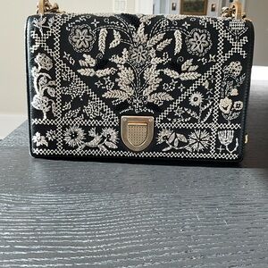 RARE Christian Dior Embroidered Navy and off white Diorama